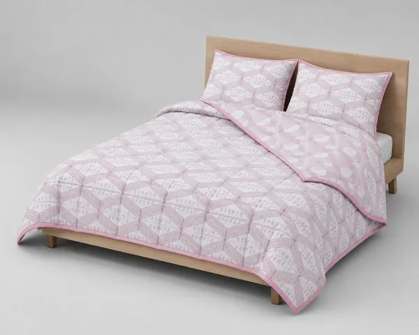 Diamond_Geometric_Cotton_Bedding_Set_Single_Bed_Sheet_Comforter_Lightweight,_Durable_&_Cozy_Ideal_For_Everyday_Use_&_Mild_Winter_,_Pink/Blush
