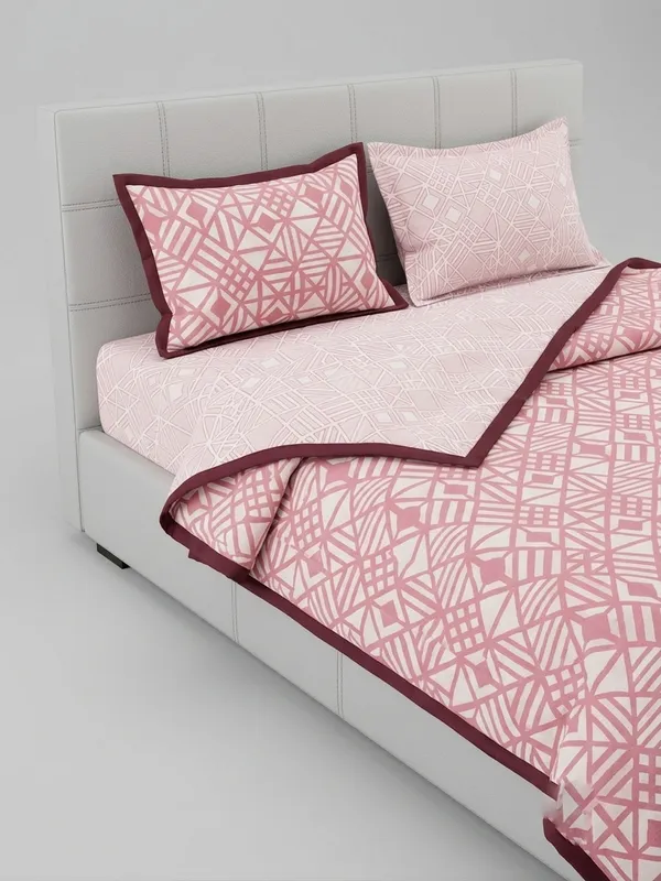 Dohar_Premium_100%_Cotton_Single_Bed_Geometric_Framework,_All_Season_Reversible_Blanket,_Soft,_Lightweight_And_Breathable_Ac_Dohar/Quilt/Blanket/For_Bed_Lavender