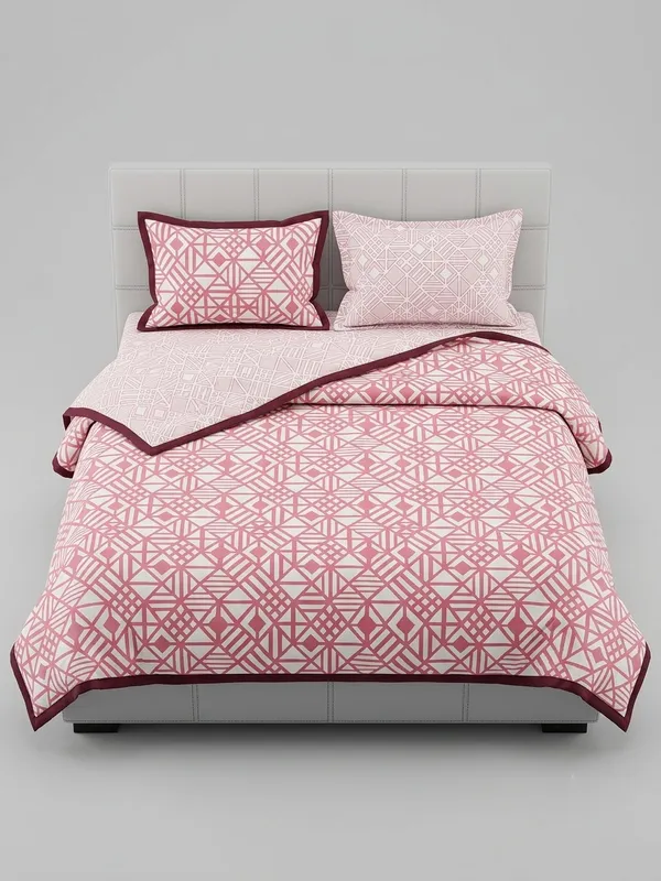 Dohar_Premium_100%_Cotton_Single_Bed_Geometric_Framework,_All_Season_Reversible_Blanket,_Soft,_Lightweight_And_Breathable_Ac_Dohar/Quilt/Blanket/For_Bed_Lavender