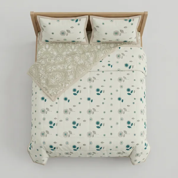 Dohar_Premium_100%_Cotton_Single_Bed_Sage_Teal_Floral_Mandala,_All_Season_Reversible_Blanket,_Lightweight_&_Breathable_Blanket_for_Bed_Sofa_AC_Blanket_220x146cm