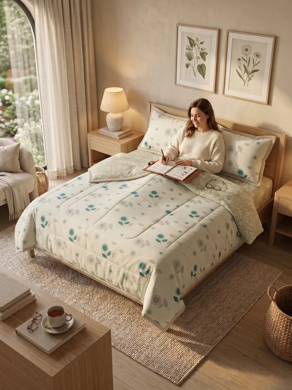 Dohar_Premium_100%_Cotton_Single_Bed_Sage_Teal_Floral_Mandala,_All_Season_Reversible_Blanket,_Lightweight_&_Breathable_Blanket_for_Bed_Sofa_AC_Blanket_220x146cm