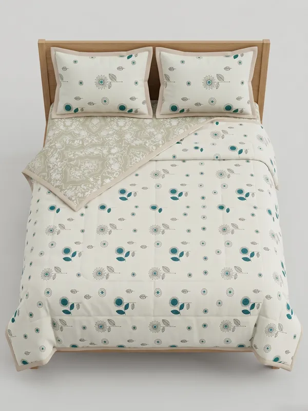Dohar_Premium_100%_Cotton_Single_Bed_Sage_Teal_Floral_Mandala,_All_Season_Reversible_Blanket,_Lightweight_&_Breathable_Blanket_for_Bed_Sofa_AC_Blanket_220x146cm