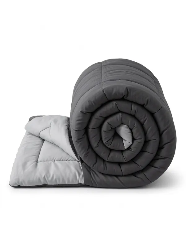 Signature_Reversible_Box-Stitch_Double_Comforter_Premium_Down-Feel_Insert_With_4_Corner_Tabs,_Machine_Washable_(Graphite_Grey_And_Silver)