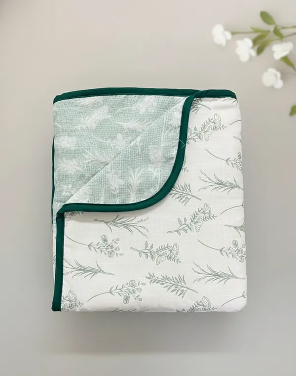 Dohar_Premium_100%_Cotton_Single_Bed_Wildflower_Meadow,_All_Season_Reversible_Blanket,_Soft,_Lightweight_And_Breathable_Ac_Dohar/Quilt/Blanket/For_Bed_Soft_Sage