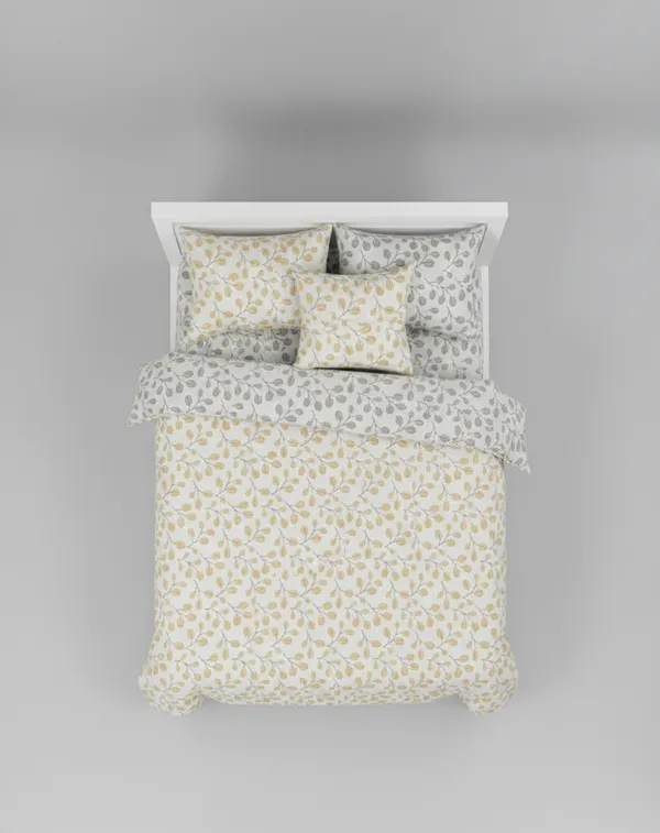 Dohar_Premium_100%_Cotton_Single_Bed_Botanical_Vine,_All_Season_Reversible_Blanket,_Soft,_Lightweight_And_Breathable_Ac_Dohar/Quilt/Blanket/For_Bed_Gold_&_Slate