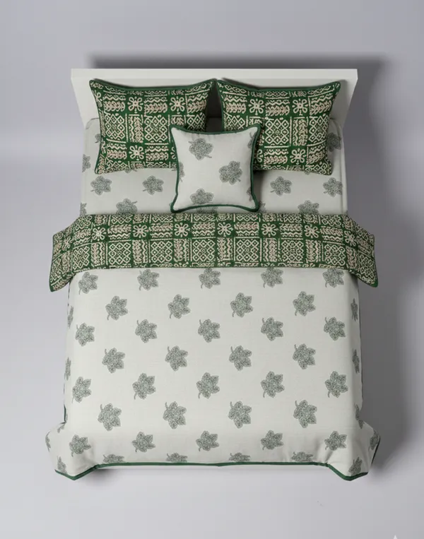 Dohar_Premium_100%_Cotton_Single_Bed_Botanical_Float_With_Global_Mosaic,_All_Season_Reversible_Blanket,_Soft,_Lightweight_And_Breathable_Ac_Blanket/For_Bed_Forest/Sage_Green