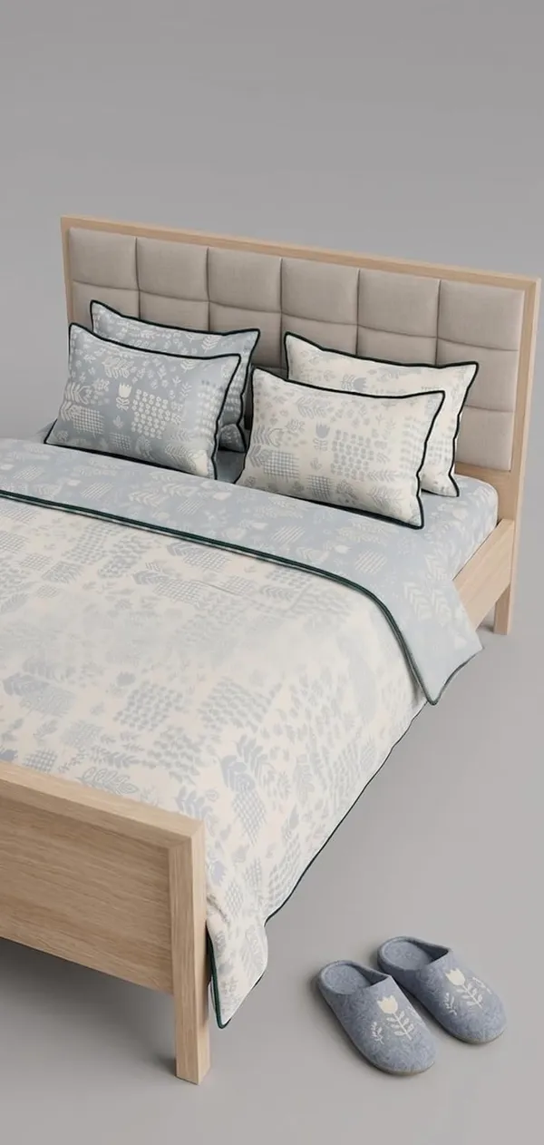 Dohar_Premium_100%_Cotton_Single_Bed_(Steel_Blue)_Wildflower_Meadow,_Reversible_Blanket,_Lightweight_and_Breathable_Ac_Dohar/Quilt/Blanket/for_Bed,_Sofa_AC_Blanket_220x146_cm