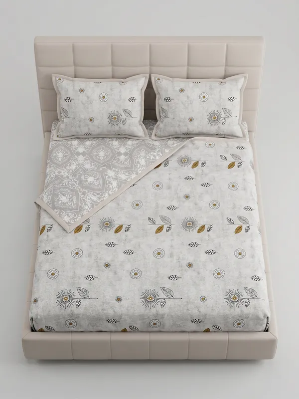 Dohar_Premium_100%_Cotton_Double_Bed_CHORCAL_Grey_Floral_Mandala,_All_Season_Reversible_Blanket,_Lightweight_&_Breathable_Blanket_for_Bed_Sofa_AC_Blanket_220x250cm