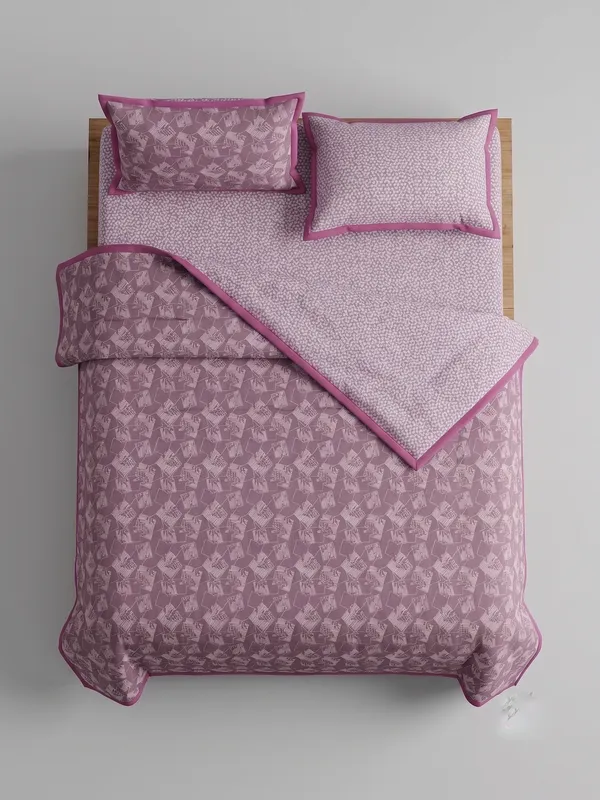 Dohar_Premium_100%_Cotton_Single_Bed_Delicate_Floral_&_Botanical,_All_Season_Reversible_Blanket,_Soft,_Lightweight_And_Breathable_Ac_Dohar/Quilt/Blanket/For_Bed_Lavender