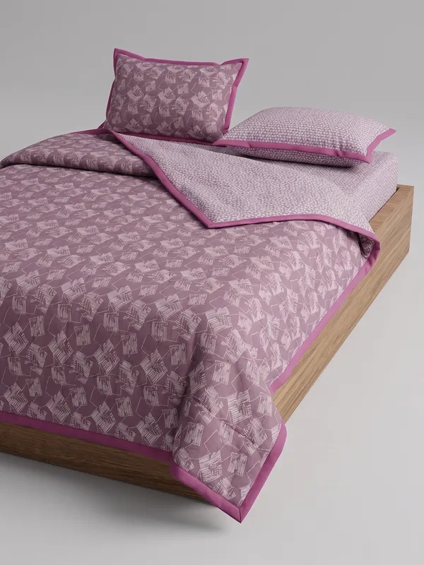 Dohar_Premium_100%_Cotton_Single_Bed_Delicate_Floral_&_Botanical,_All_Season_Reversible_Blanket,_Soft,_Lightweight_And_Breathable_Ac_Dohar/Quilt/Blanket/For_Bed_Lavender