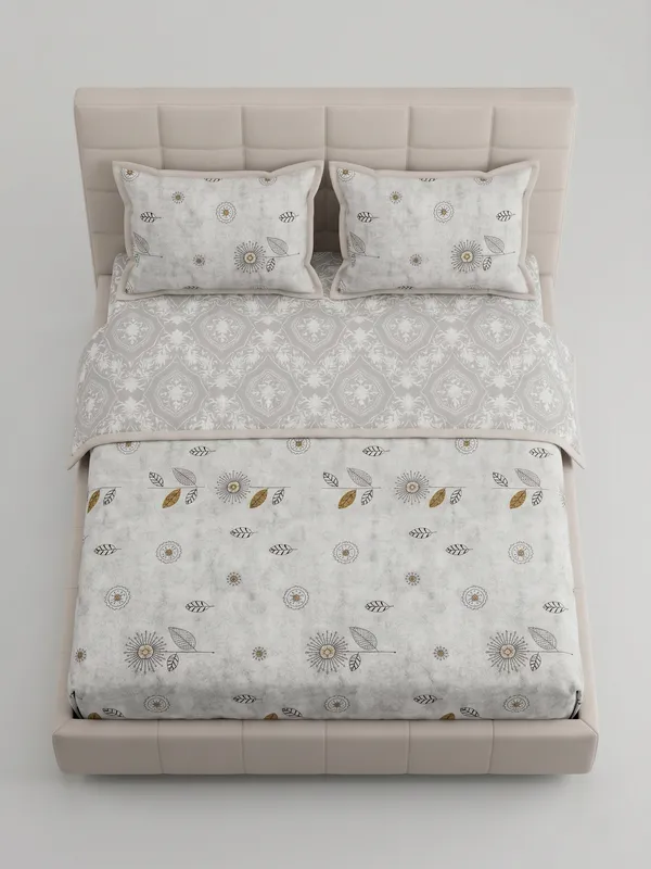 Dohar_Premium_100%_Cotton_Single_Bed_CHORCAL_Grey_Floral_Mandala,_All_Season_Reversible_Blanket,Lightweight_&_Breathable_Blanket_for_Bed_Sofa_AC_Blanket_220x146cm