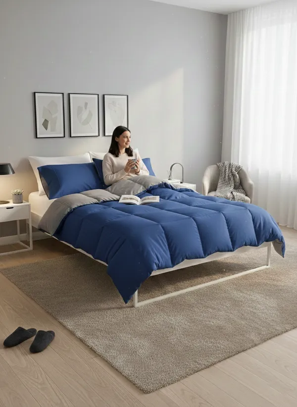 Signature_Reversible_Box-Stitch_Double_Comforter_Premium_Down-Feel_Insert_With_4_Corner_Tabs,_Machine_Washable_(Grey_And_Blue)