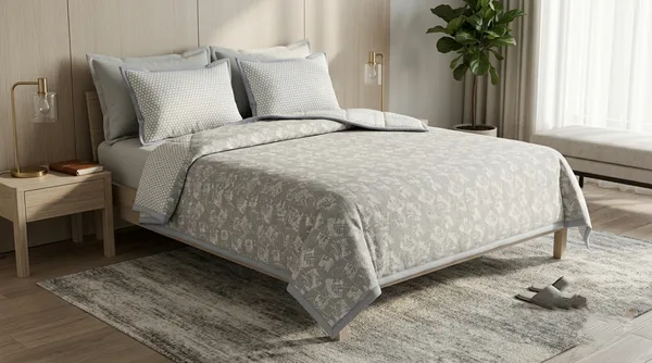 Dohar_Premium_100%_Cotton_Single_Bed_Delicate_Floral_&_Botanical,_All_Season_Reversible_Blanket,_Soft,_Lightweight_And_Breathable_Ac_Dohar/Quilt/Blanket/For_Bed_Charcoal_Grey