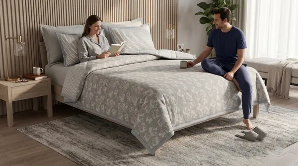 Dohar_Premium_100%_Cotton_Single_Bed_Delicate_Floral_&_Botanical,_All_Season_Reversible_Blanket,_Soft,_Lightweight_And_Breathable_Ac_Dohar/Quilt/Blanket/For_Bed_Charcoal_Grey