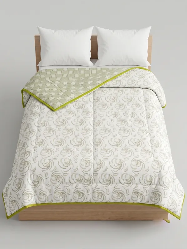 Dohar_Premium_100%_Cotton_Single_Bed_Geometric_And_Organic.,_All_Season_Reversible_Blanket,_Soft,_Lightweight_And_Breathable_Ac_Dohar/Quilt/Blanket/For_Bed_Sage/Olive