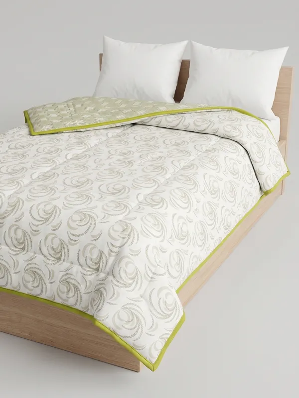 Dohar_Premium_100%_Cotton_Single_Bed_Geometric_And_Organic.,_All_Season_Reversible_Blanket,_Soft,_Lightweight_And_Breathable_Ac_Dohar/Quilt/Blanket/For_Bed_Sage/Olive