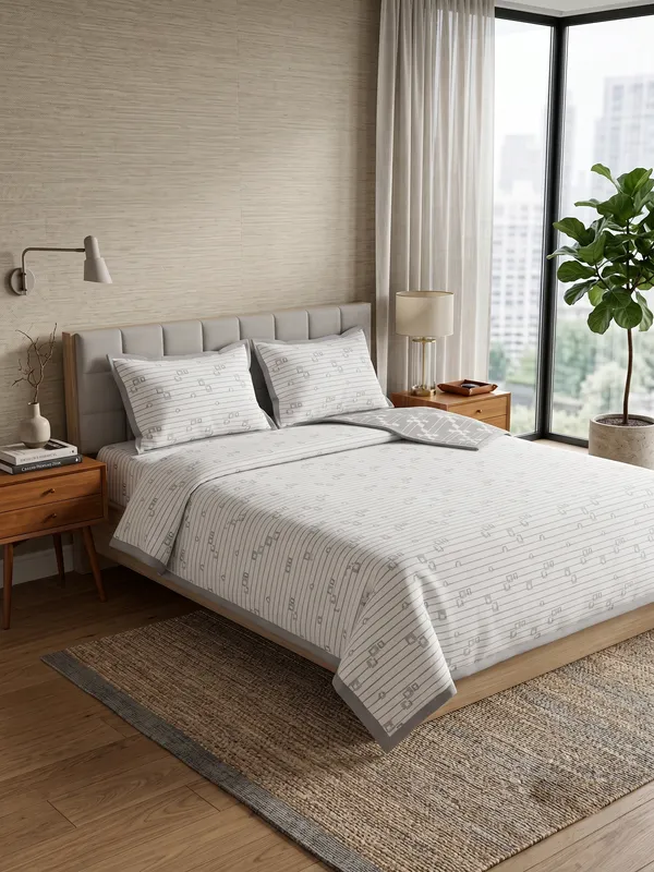 Premium_100%_Cotton_Single_Bed_Modern_Linear_Pinstripe,_All_Season_Reversible_Blanket,_Soft,_Lightweight_And_Breathable_Ac_Dohar/Quilt/Blanket/For_Bed_Silver/Light_Grey