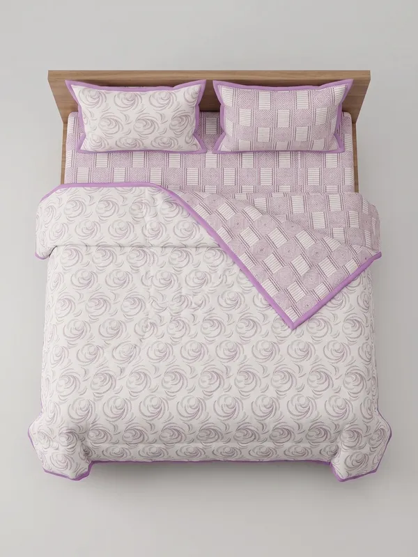Dohar_Premium_100%_Cotton_Single_Bed_Geometric_And_Organic.,_All_Season_Reversible_Blanket,_Soft,_Lightweight_And_Breathable_Ac_Dohar/Quilt/Blanket/For_Bed_Mauve/Plum