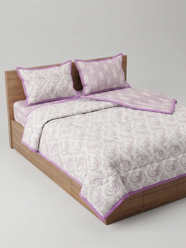 Dohar_Premium_100%_Cotton_Single_Bed_Geometric_And_Organic.,_All_Season_Reversible_Blanket,_Soft,_Lightweight_And_Breathable_Ac_Dohar/Quilt/Blanket/For_Bed_Mauve/Plum