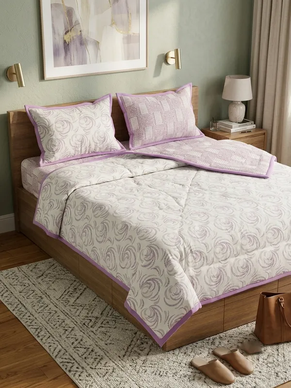 Dohar_Premium_100%_Cotton_Single_Bed_Geometric_And_Organic.,_All_Season_Reversible_Blanket,_Soft,_Lightweight_And_Breathable_Ac_Dohar/Quilt/Blanket/For_Bed_Mauve/Plum