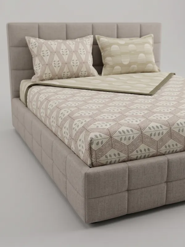 Diamond_Geometric_Cotton_Bedding_Set_Single_Bed_Sheet_Comforter_Lightweight,_Durable_&_Cozy_Ideal_For_Everyday_Use_&_Mild_Winter_,_Beige/Sand