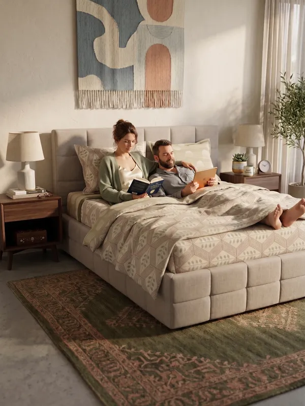 Diamond_Geometric_Cotton_Bedding_Set_Single_Bed_Sheet_Comforter_Lightweight,_Durable_&_Cozy_Ideal_For_Everyday_Use_&_Mild_Winter_,_Beige/Sand