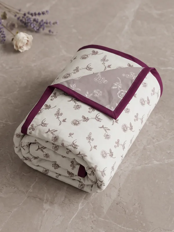 Dohar_Premium_100%_Cotton_Single_Bed_Artisanal_Botanical_Print,_All_Season_Reversible_Blanket,_Soft,_Lightweight_And_Breathable_Ac_Dohar/Quilt/Blanket/For_Bed_Dusty_Rose