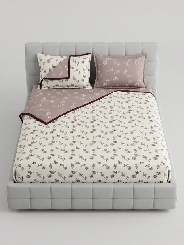 Dohar_Premium_100%_Cotton_Single_Bed_Artisanal_Botanical_Print,_All_Season_Reversible_Blanket,_Soft,_Lightweight_And_Breathable_Ac_Dohar/Quilt/Blanket/For_Bed_Dusty_Rose