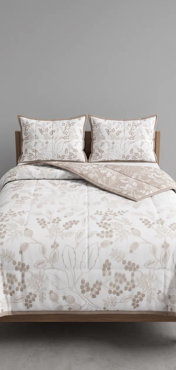 Dohar_Premium_100%_Cotton_Double_Bed_White/Dove_Grey_Botanical_Floral,_All_Season_Reversible_Blanket,_Lightweight_&_Breathable_Blanket_for_Bed,_Sofa_AC_Blanket_220_x_250cm
