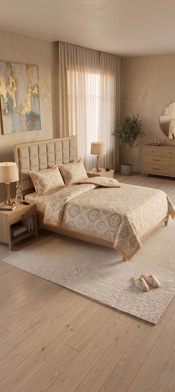 Dohar_Premium_100%_Cotton_Double_Bed_Beige/Peach_Ogee_Medallion,_All_Season_Reversible_Blanket,_Lightweight_&_Breathable_Blanket_for_Bed,_Sofa_AC_Blanket_220_x_250cm