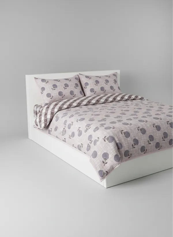 Dohar_Premium_100%_Cotton_Single_Bed_Botanical_Sketch,_All_Season_Reversible_Blanket,_Soft,_Lightweight_And_Breathable_Ac_Dohar/Quilt/Blanket/For_Bed,_Ac_Blanket_Pink/Rose