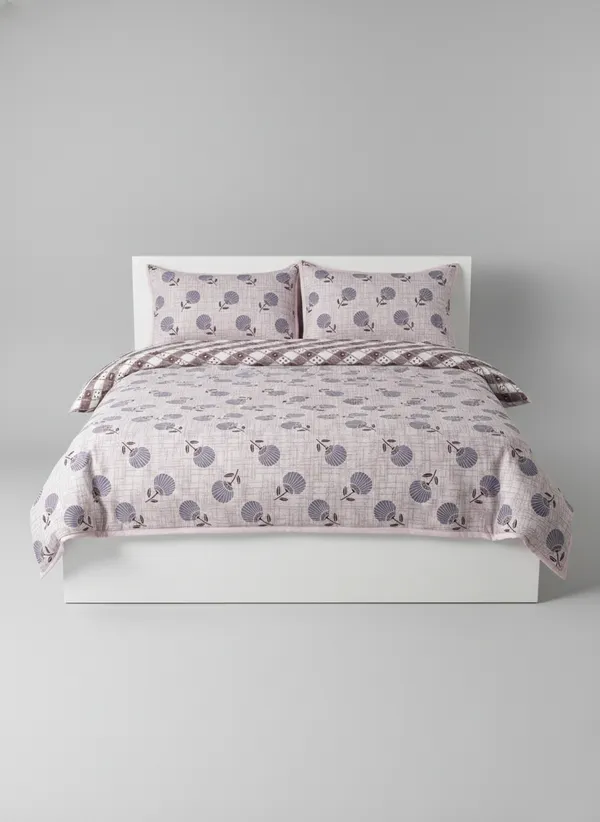Dohar_Premium_100%_Cotton_Single_Bed_Botanical_Sketch,_All_Season_Reversible_Blanket,_Soft,_Lightweight_And_Breathable_Ac_Dohar/Quilt/Blanket/For_Bed,_Ac_Blanket_Pink/Rose