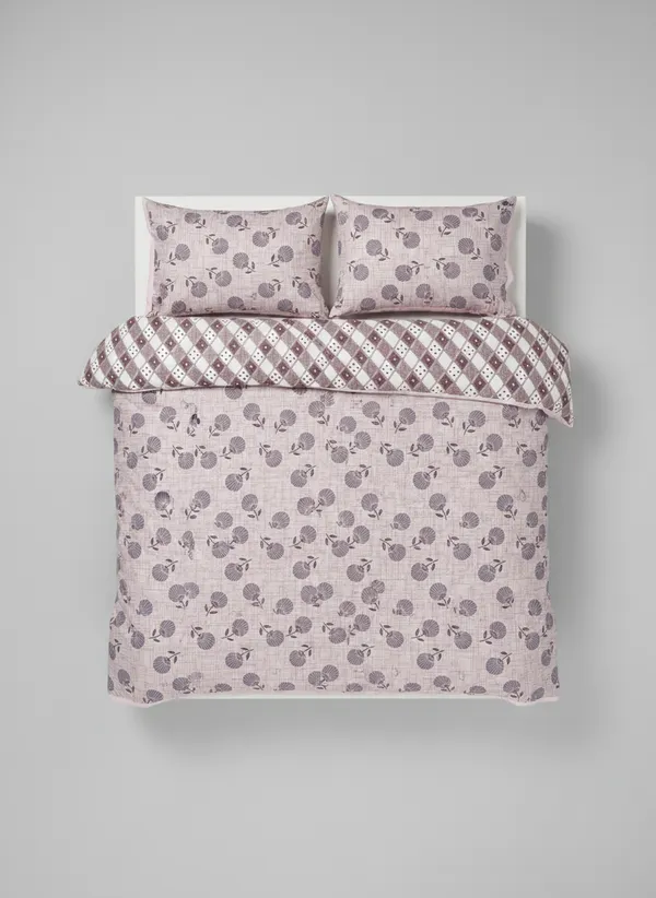 Dohar_Premium_100%_Cotton_Single_Bed_Botanical_Sketch,_All_Season_Reversible_Blanket,_Soft,_Lightweight_And_Breathable_Ac_Dohar/Quilt/Blanket/For_Bed,_Ac_Blanket_Pink/Rose