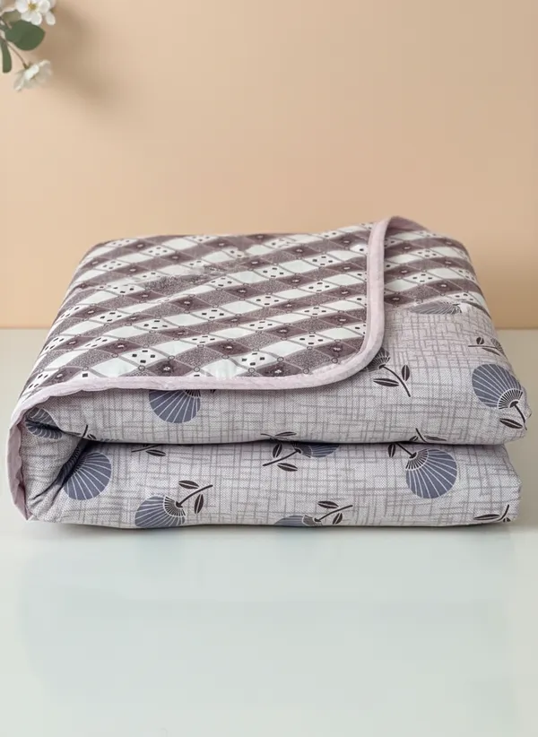 Dohar_Premium_100%_Cotton_Single_Bed_Botanical_Sketch,_All_Season_Reversible_Blanket,_Soft,_Lightweight_And_Breathable_Ac_Dohar/Quilt/Blanket/For_Bed,_Ac_Blanket_Pink/Rose