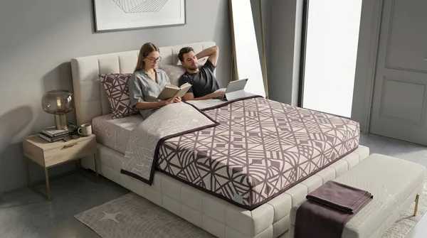 Dohar_Premium_100%_Cotton_Single_Bed_Geometric_Framework,_All_Season_Reversible_Blanket,_Soft,_Lightweight_And_Breathable_Ac_Dohar/Quilt/Blanket/For_Bed_Charcoal_Grey