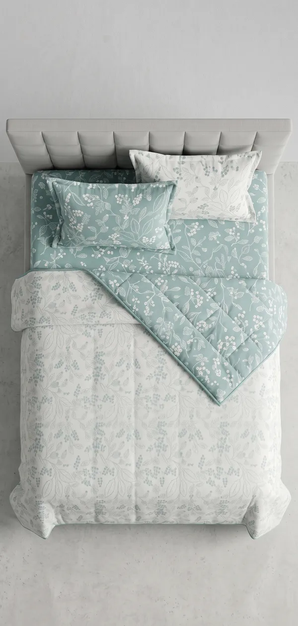 Dohar_Premium_100%_Cotton_Double_Bed_Teal/Seafoam_Green_Botanical_Floral,_All_Season_Reversible_Blanket,_Lightweight_&_Breathable_Blanket_for_Bed,_Sofa_AC_Blanket_220x250cm
