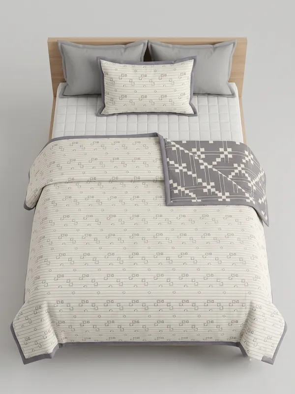 Premium_100%_Cotton_Single_Bed_Modern_Linear_Pinstripe,_All_Season_Reversible_Blanket,_Soft,_Lightweight_And_Breathable_Ac_Dohar/Quilt/Blanket/For_Bed_Charcoal/Grey