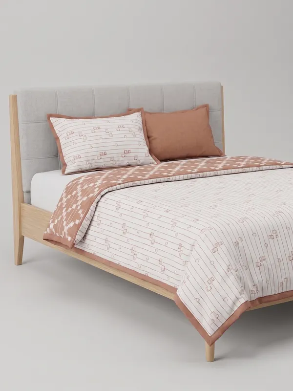 Premium_100%_Cotton_Single_Bed_Modern_Linear_Pinstripe,_All_Season_Reversible_Blanket,_Soft,_Lightweight_And_Breathable_Ac_Dohar/Quilt/Blanket/For_Bed_Terracotta/Orange