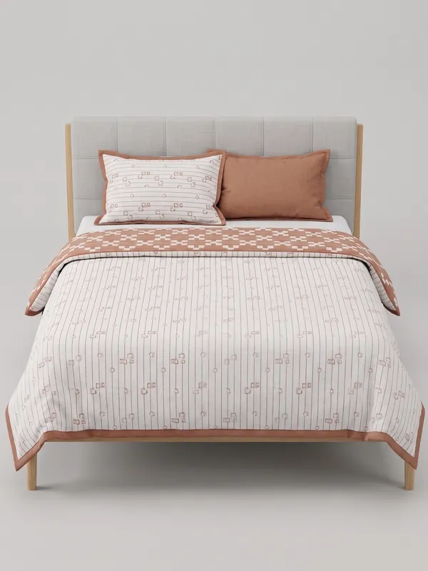 Premium_100%_Cotton_Single_Bed_Modern_Linear_Pinstripe,_All_Season_Reversible_Blanket,_Soft,_Lightweight_And_Breathable_Ac_Dohar/Quilt/Blanket/For_Bed_Terracotta/Orange