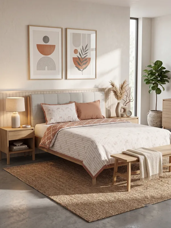 Premium_100%_Cotton_Single_Bed_Modern_Linear_Pinstripe,_All_Season_Reversible_Blanket,_Soft,_Lightweight_And_Breathable_Ac_Dohar/Quilt/Blanket/For_Bed_Terracotta/Orange