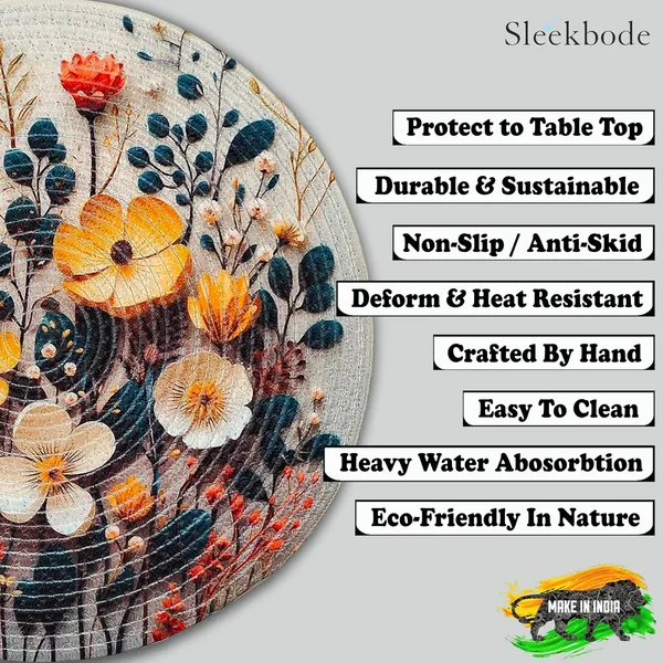 Set_of_2_Pcs_Orange_&_Yellow_Flower_Cotton_Table_Mat_Bed_Side_Table_Mat_Round_Shape_Placemat_Side_Table_Placemat_For_Dining_Table