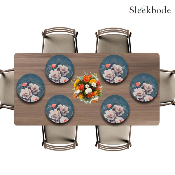 Set_Of_2_Pcs_Blue_&_White_Flower_Cotton_Mat_Bed_Side_Table_Mat_Round_Shape_Placemat_Side_Table_Placemat_For_Dining_Table