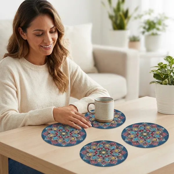 Set_of_4_Pcs_Blue_Rangoli_Cotton_Table_Mat_Bed_Side_Table_Mat_Round_Shape_Placemat_Side_Table_Placemat_For_Dining_Table
