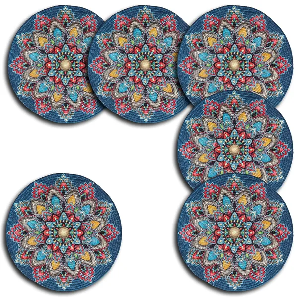 Set_of_6_Pcs_Blue_Rangoli_Cotton_Table_Mat_Bed_Side_Table_Mat_Round_Shape_Placemat_Side_Table_Placemat_For_Dining_Table