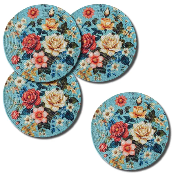 Set_of_4_Pcs_Red_Rose_Flower_Table_Mat_Placemat_For_Dining_Table_Cotton_Bed_Side_Table_Mat_Round_Shape_Placemat_Side_Table_Cover