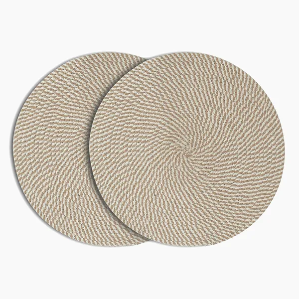 Set_Of_2_Pcs_Beige_&_Off-White_Mix_Cotton_Table_Mat_Bed_Side_Round_Shape_Placemat_Side_Table_Placemat_For_Dining_Table