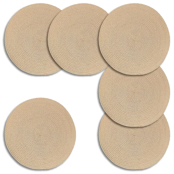 Set_of_6_Pcs_Beige_Cotton_Table_Mat_Bed_Side_Round_Shape_Placemat_Side_Table_Cover_Table_Placemat_For_Dining_Table