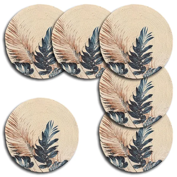 Set_Of_6_Pcs_White_&_Green_Leaf_Cotton_Table_Mat_Placemat_Bed_Side_Table_Mat_Cotton_Round_Shape_Placemat_Side_Table_Cover_Placemat_For_Dining_Table