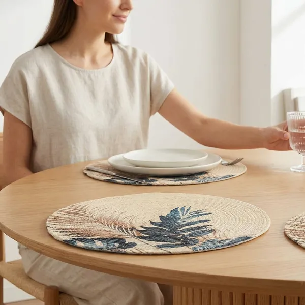 Set_Of_6_Pcs_White_&_Green_Leaf_Cotton_Table_Mat_Placemat_Bed_Side_Table_Mat_Cotton_Round_Shape_Placemat_Side_Table_Cover_Placemat_For_Dining_Table