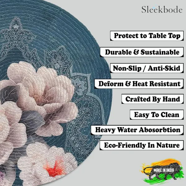 Set_Of_6_Pcs_Blue_&_White_Flower_Cotton_Mat_Bed_Side_Table_Mat_Round_Shape_Placemat_Side_Table_Placemat_For_Dining_Table